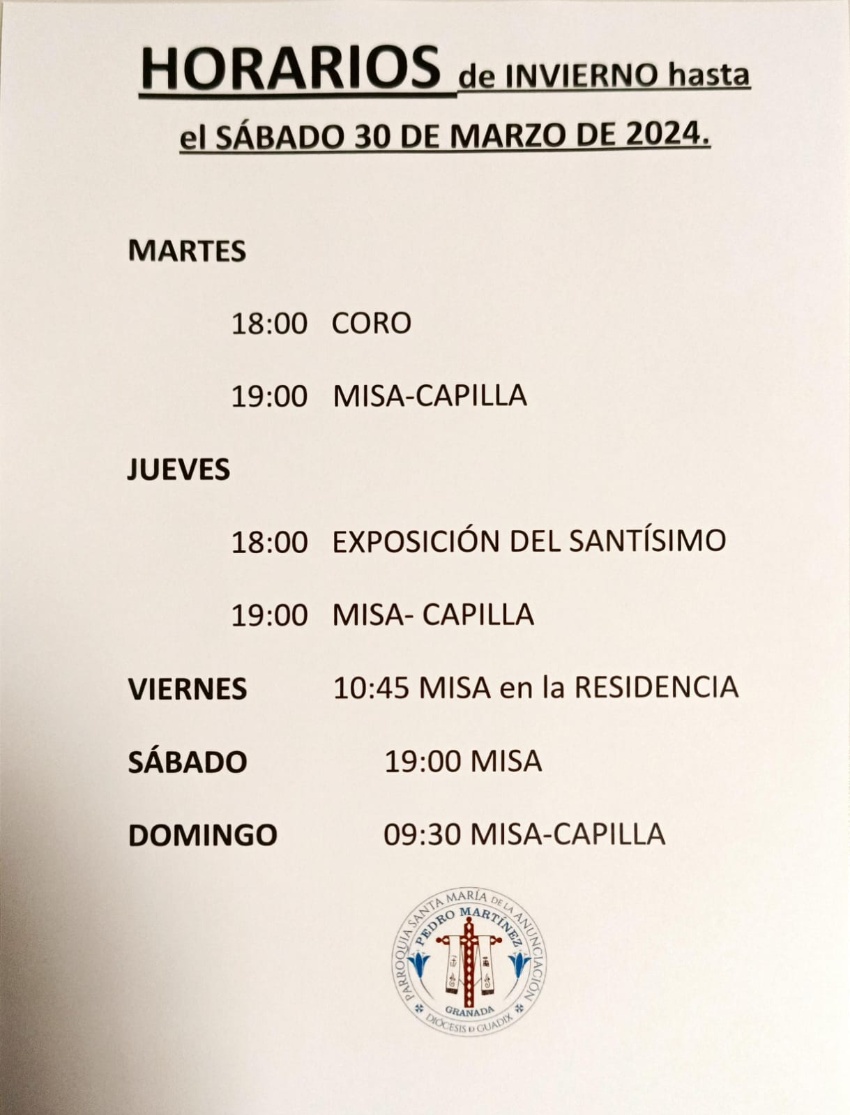 HORARIOS INVIERNO 